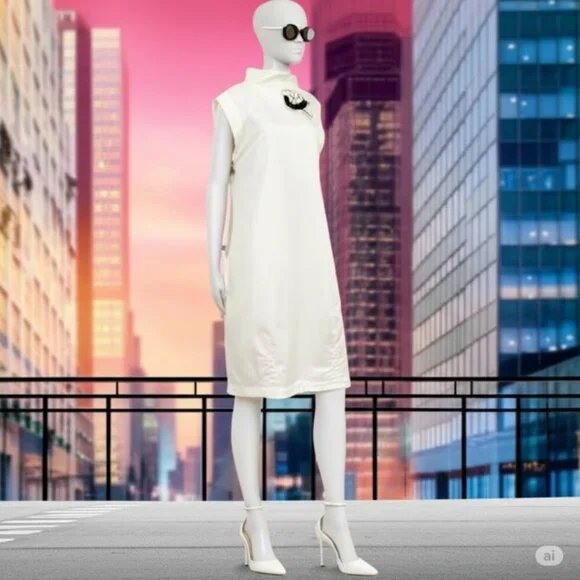 Peserico Womens White Embellished Artsey Lux Dress Size 42 M Made In Italy - Picture 9 of 16